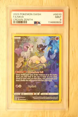 2023 POKEMON SWORD & SHIELD CROWN ZENITH #GG10 FULL ART/MEW PSA 9 - Image 1