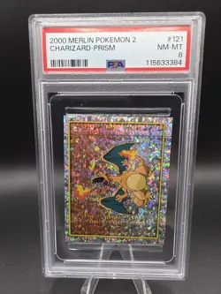 Charizard PRISM Merlin Pokemon Series 2 (2000) - PSA 8 - Image 1