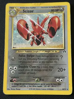 Scizor 10/75 - Neo Discovery Unlimited Holo Rare Vintage Pokemon TCG Damaged - Image 1