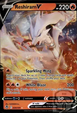 Reshiram V 024/195 Holo V Rare Silver Tempest Pokemon Holo NM/M - Image 3