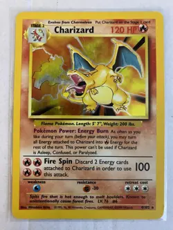 Pokemon TCG 1999 Base Set Charizard 4/102 Holo Rare Unlimited MP - Image 1