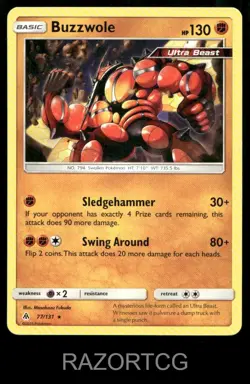 BUZZWOLE 77/131 R FORBIDDEN LIGHT POKEMON LP - Image 1