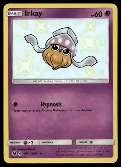 Inkay Hidden Fates: Shiny Vault Holo SV17/SV94 Pokemon TCG - Image 1