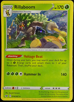Rillaboom 14/202 Rare Holo Sword & Shield - Pokemon TCG - Mint - Image 1