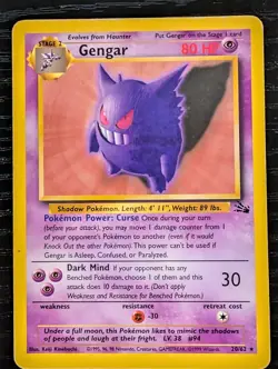 Pokemon TCG Gengar 20/62 Fossil Unlimited Rare Holo EN 1999 WotC - Image 1