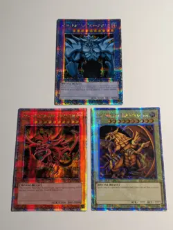 Yugioh Egyption God Card Set LC01-EN001/2/3 QCSR 25th Stamped Slifer Ra Obelisk - Image 1