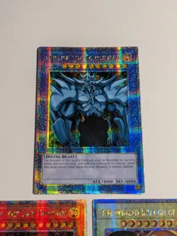 Yugioh Egyption God Card Set LC01-EN001/2/3 QCSR 25th Stamped Slifer Ra Obelisk - Image 2