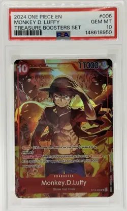 2024 One Piece EN Monkey D. Luffy ST10-006 SR Treasure Boosters Set PSA 10 - Image 1