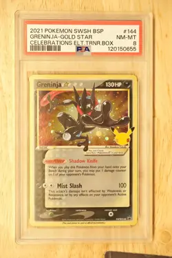 2021 POKEMON SWSH BLACK STAR PROMO #144 GRENINJA-GOLD STAR PSA 8 - Image 1