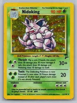 Nidoking Base Set 2 #011/130 Holo Rare Pokemon Card - Image 1