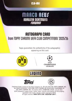 2025-26 Topps Chrome UEFA Club Competitions Soccer Marco Reus Purple Geometric A - Image 2