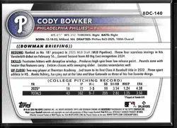 2025 Bowman Draft Cody Bowker Orange Geometric 1st Bowman /25 Phillies - Image 2
