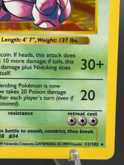 Nidoking 011/102 Base Set (Shadowless) Holo - Image 4