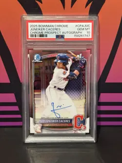 2025 Bowman Chrome Juneiker Caceres Auto 1st Prospect #CPA-JUC Guardians PSA 10 - Image 1