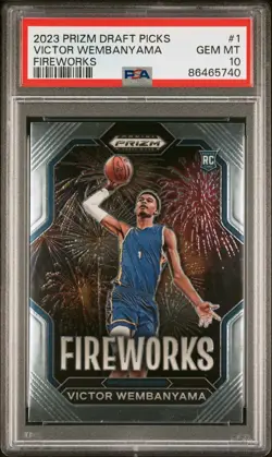 PSA 10 NBA 2023 Panini Victor Wembanyama #1 Fireworks Spurs RC - Image 1