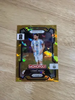 2026 Prizm Monopoly FIFA World Cup Lionel Messi Gold Cracked Ice SSP #1 - Image 1