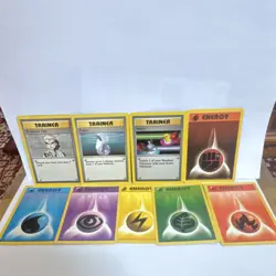 Nintendo Pokemon TCG Base Set 9-Card Trainer & Energy Lot Professor Oak English - Image 1