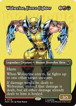 Mint/Near-Mint, English - 1 x MTG Wolverine, Fierce Fighter - Borderless Marvel - Image 1