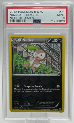 2012 POKEMON BLACK & WHITE NEXT DESTINIES #71 NUZLEAF REVERSE FOIL PSA 9 MINT - Image 1