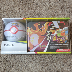 Pokemon TCG Poke Ball Tin & Treasure Chest 2 Pack 2021 Charizard - Image 1