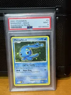 Pokemon TCG 2007 Diamond & Pearl Base Set 9/130 MANAPHY Holo PSA 9 Mint Swirl🌀 - Image 1