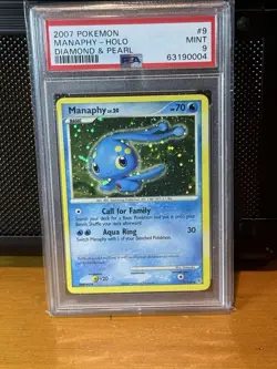 Pokemon TCG 2007 Diamond & Pearl Base Set 9/130 MANAPHY Holo PSA 9 Mint Swirl🌀 - Image 2