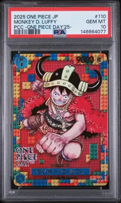 One Piece Monkey D Luffy P-110 PSA 10 OP Day Promo "Lego" 2025 Japanese CCG TCG - Image 1