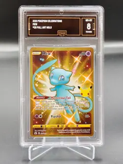 🍀Pokemon GMA 8 Mew 025/025 gold ENGLISH Celebrations bgs psa graad🍀 - Image 1