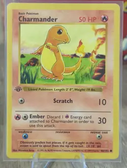 Vintage Pokemon Charmander 46/102 1st Edition Base Set (Shadowless) Common - Image 1