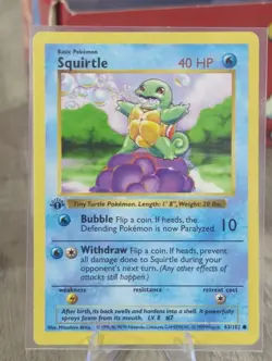 Vintage Pokemon 1st Edition Squirtle 063/102 Base Set (Shadowless) - Image 1