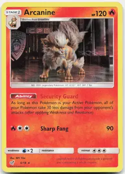 Pokemon TCG Arcanine Detective Pikachu Rare 6/18 Holo - Image 1