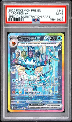 PSA 9 VAPOREON ex 149/131 | Prismatic Evo SIR Full Art Pokemon Card - Image 1