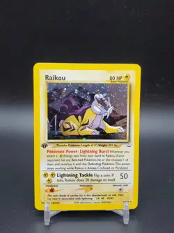 Raikou 13/64 Neo Revelation Holo *Swirl* 1st Edition LP Pokemon Card - Image 1