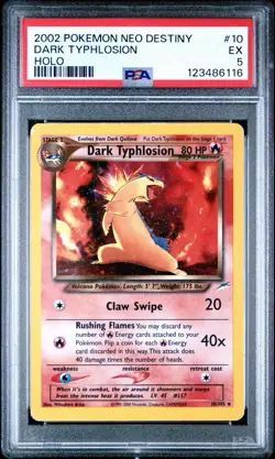 2002 Pokemon Neo Destiny Holo Dark Typhlosion #10 PSA 5 - Image 2