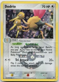 Dodrio 21/112 Rare FireRed & LeafGreen Pokemon Reverse Holo Damaged - Image 1
