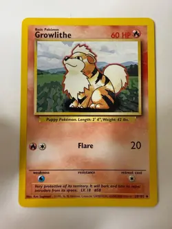 Growlithe 28/102 Uncommon Base Set Unlimited Pokemon Lightly Played - Image 1
