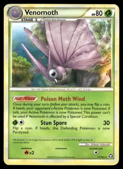 Venomoth 11/102 Holo Rare HGSS Triumphant Pokemon MP - Image 1