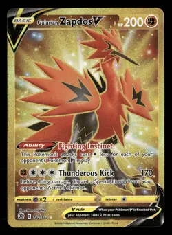 Galarian Zapdos V - 182/172 - Secret Rare - Brilliant Stars - Pokemon - NM/M - Image 1