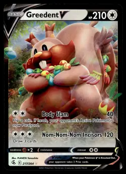 Greedent V 217/264 Holo V Rare Fusion Strike Pokemon Near Mint - Image 1