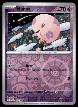 Munna 035/086 Common Black Bolt Pokemon Reverse Holo Near Mint - Image 1