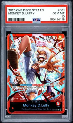 2025 ONE PIECE STARTER DECK ST21-EX GEAR 5 #001 MONKEY D. LUFFY PSA 10 - Image 1