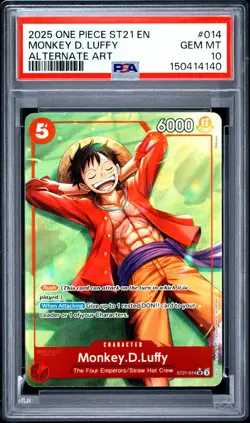 2025 ONE PIECE STARTER DECK ST21-EX GEAR 5 ALTERNATE ART MONKEY D. LUFFY PSA 10 - Image 1