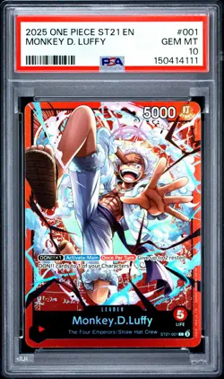 2025 ONE PIECE STARTER DECK ST21-EX GEAR 5 #001 MONKEY D. LUFFY PSA 10 - Image 1
