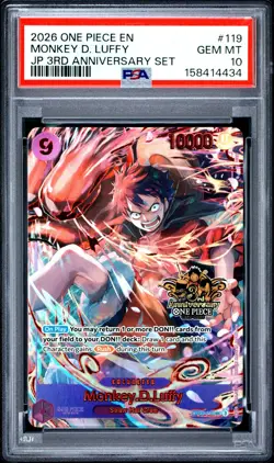 2026 One Piece EN Japanese 3rd Anniversary Monkey D Luffy #119 PSA 10 GEM MINT - Image 1
