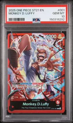 2025 ONE PIECE STARTER DECK ST21-EX GEAR 5 #001 MONKEY D. LUFFY PSA 10 - Image 1