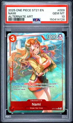 2025 ONE PIECE STARTER DECK ST21-EX GEAR 5 ALTERNATE ART #009 NAMI PSA 10 - Image 1