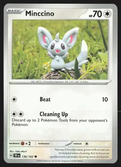SV05: Temporal Forces Minccino #136/162 Common Pokemon Card - Image 1