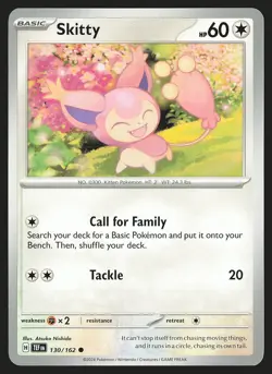 SV05: Temporal Forces Skitty #130/162 Common Pokemon Card - Image 1