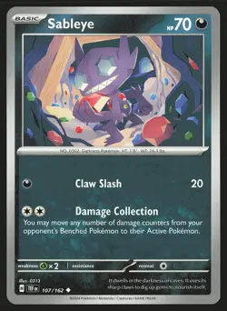 SV05: Temporal Forces Sableye #107/162 Uncommon Pokemon Card - Image 1