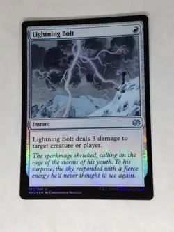 MTG Lightning Bolt FOIL Sun-bleached Card - MM2 - LP Condition - Image 2
